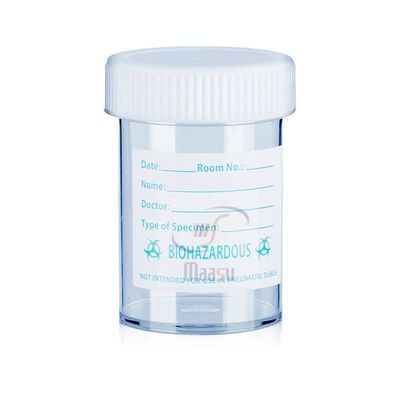 Conteneur d'échantillon d'urine en plastique stérile 40ml avec la bouche sur le chapeau