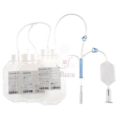 Sacs de collecte médicaux à sang, sac triple vide transparent de sang