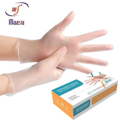 Gants jetables médicaux d'examen de vinyle d'anti virus